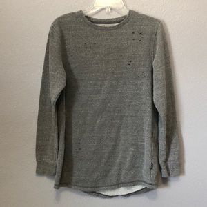 Nova sweatshirt Women's Large L gray long sleeve pull over crew neck distressed